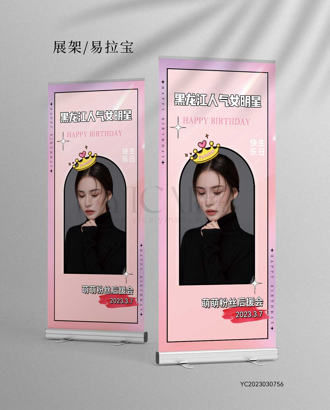 生日展架-简约-可爱系-粉色-不抠图